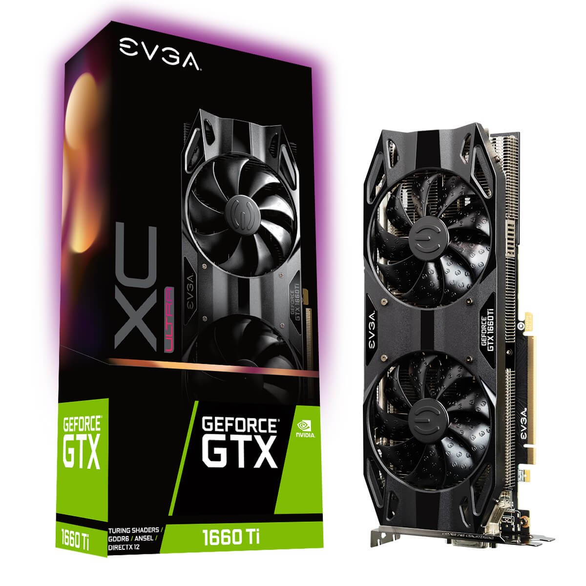 Placa de video GTX 1660 ti EVGA de frente