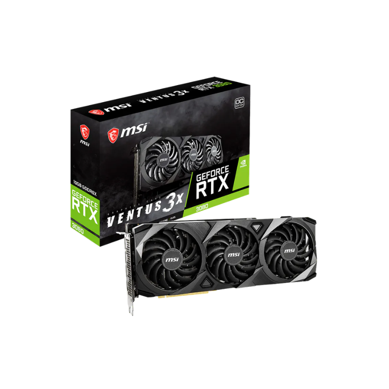 Placa de video msi rtx 3080 ventus 3x 10gb de frente